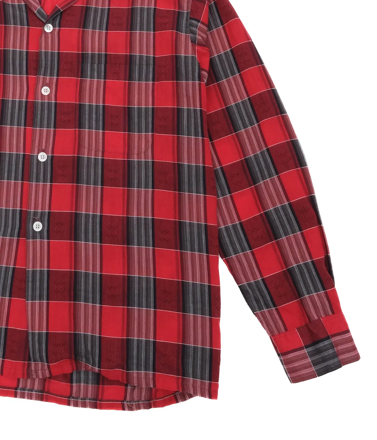 60's Dunhill Sports Wear Open Collar Shirt (Red Check)