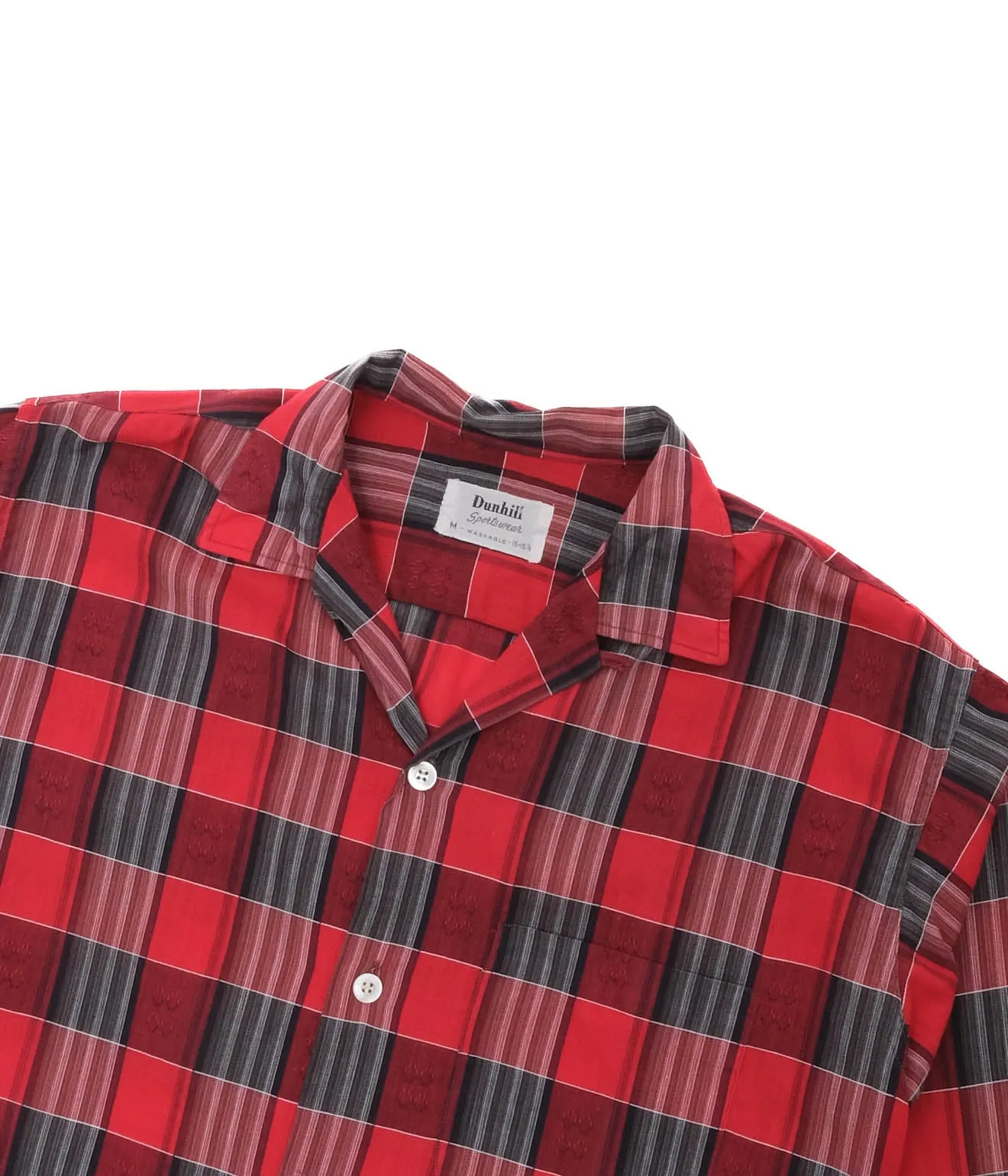 60's Dunhill Sports Wear Open Collar Shirt (Red Check)