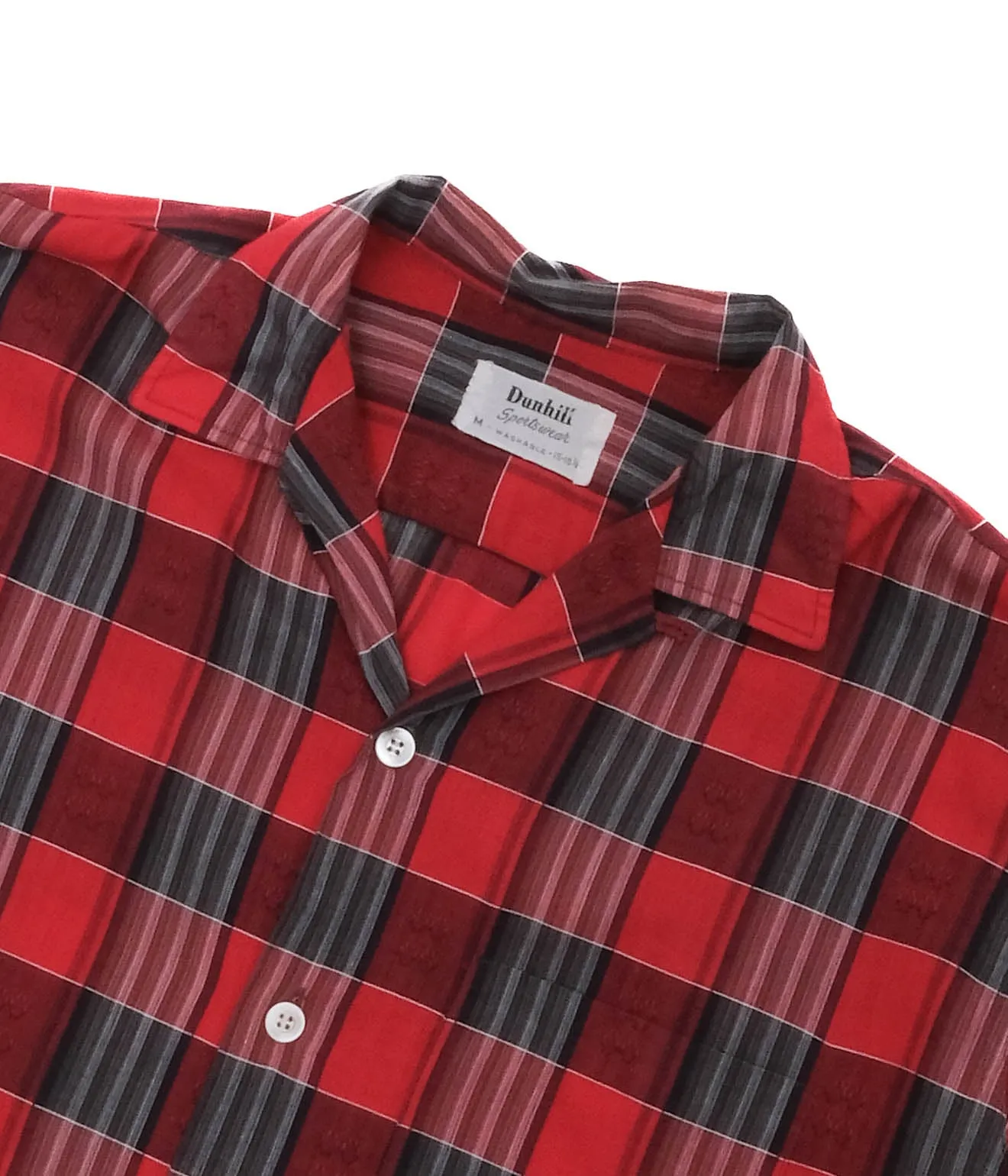 60's Dunhill Sports Wear Open Collar Shirt (Red Check)