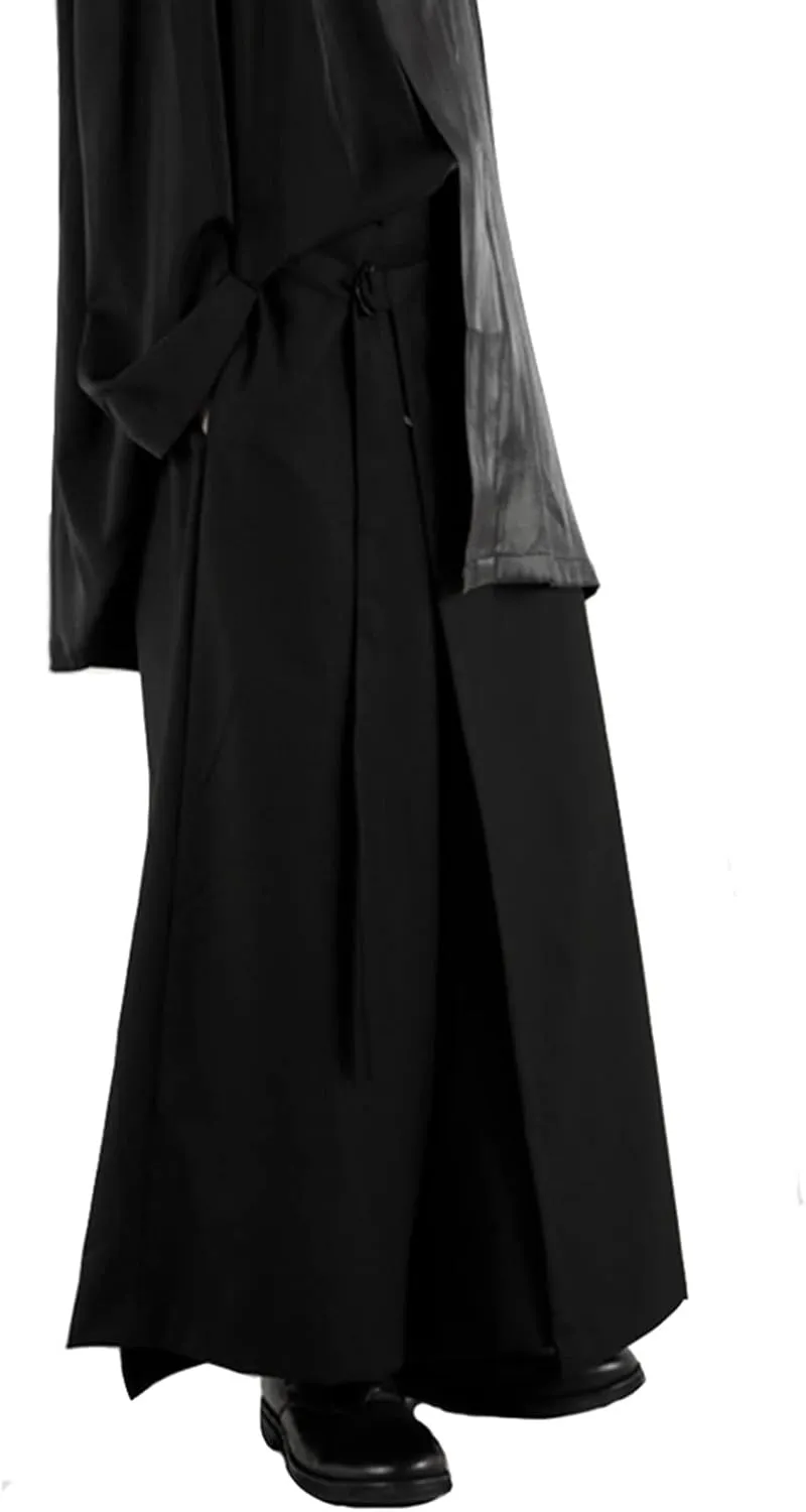 AITFINEISM Men's Casual Skirt Pants Loose Wide Leg Harem Pant Japanese Harajuku Kimono Trousers