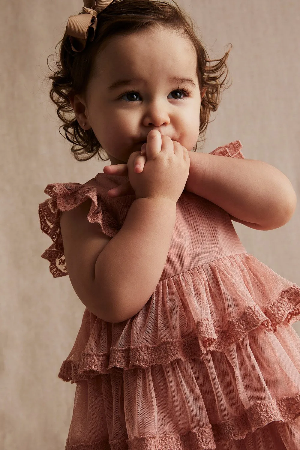Baby peach-pink mesh dress