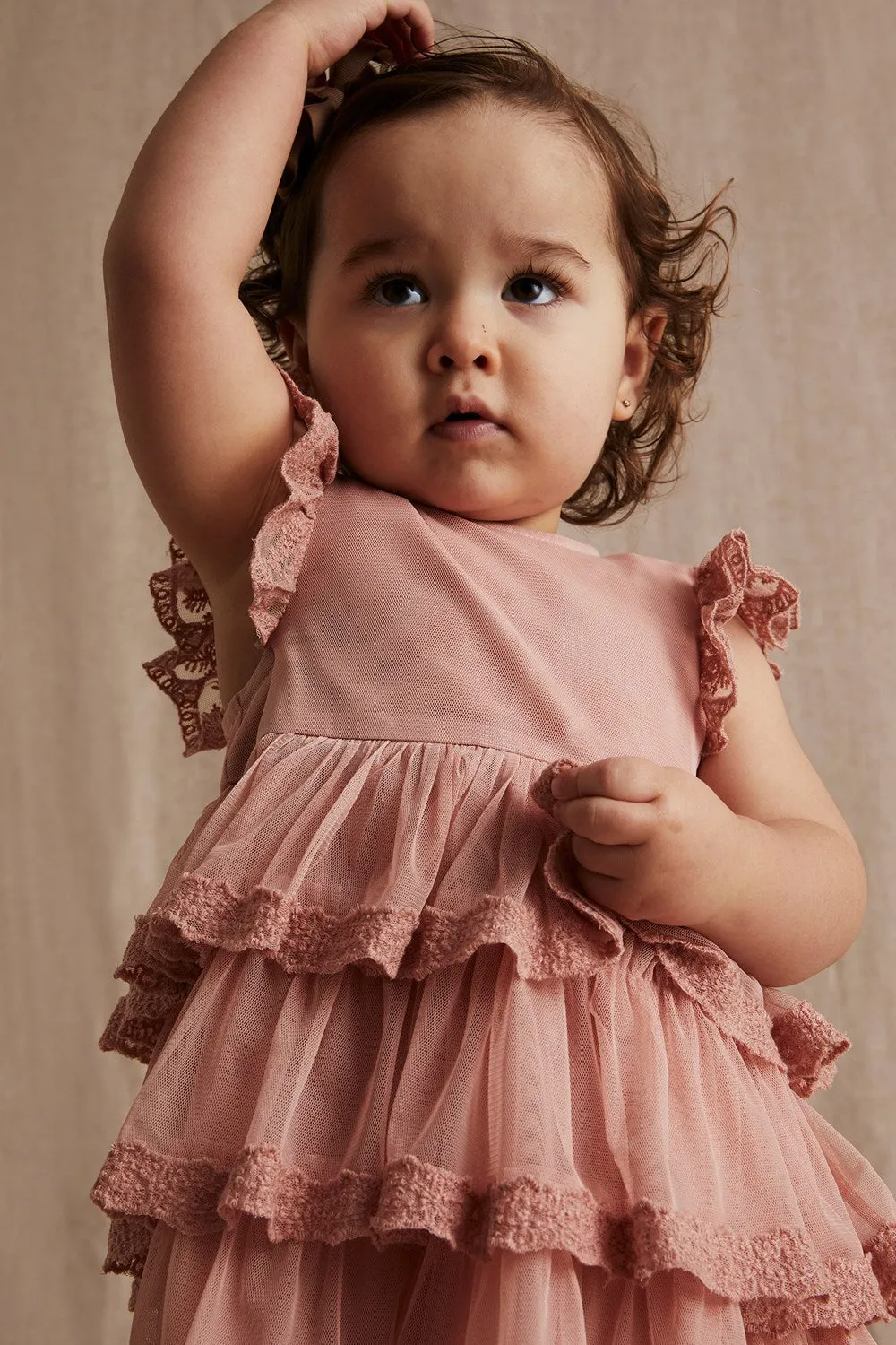 Baby peach-pink mesh dress