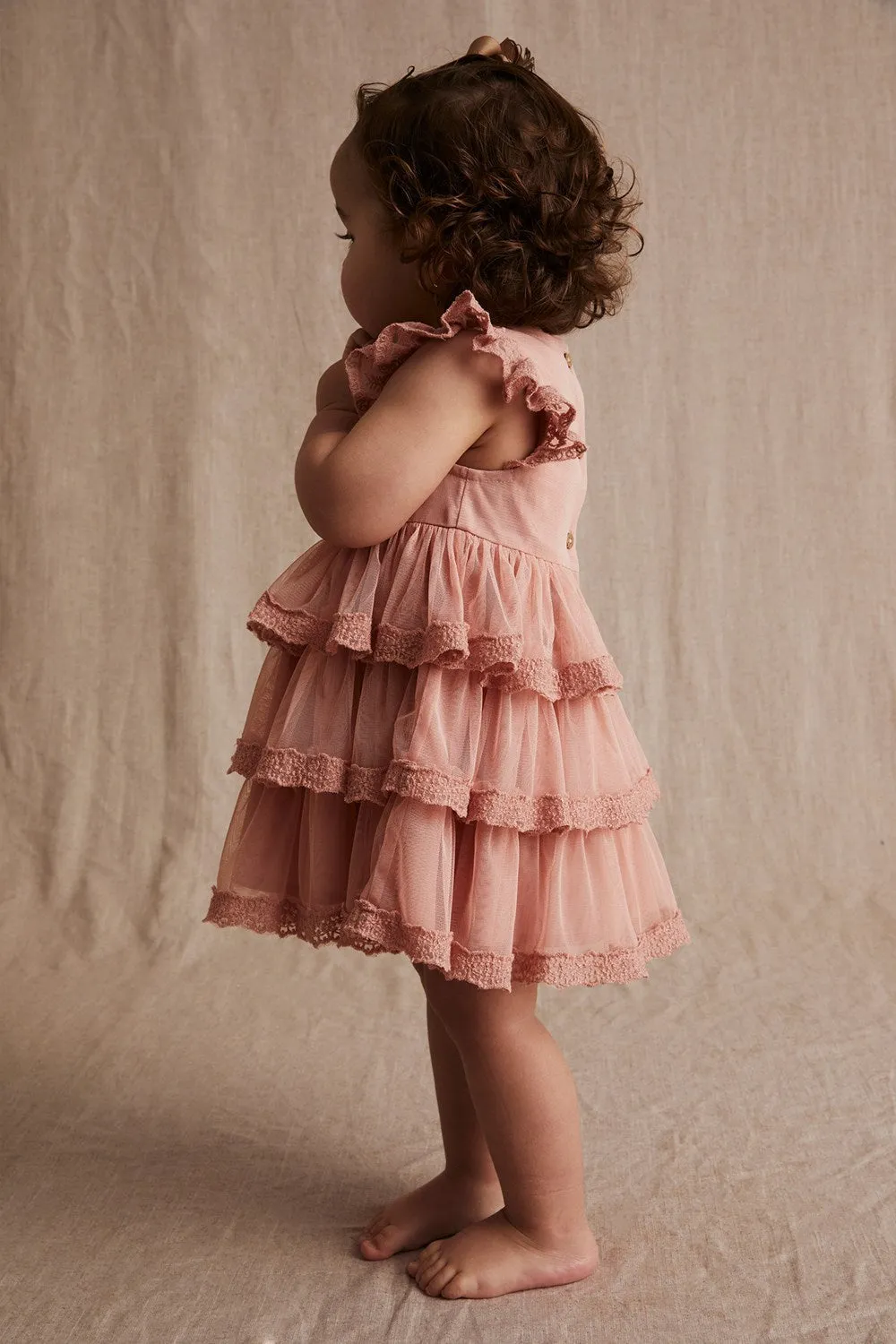 Baby peach-pink mesh dress