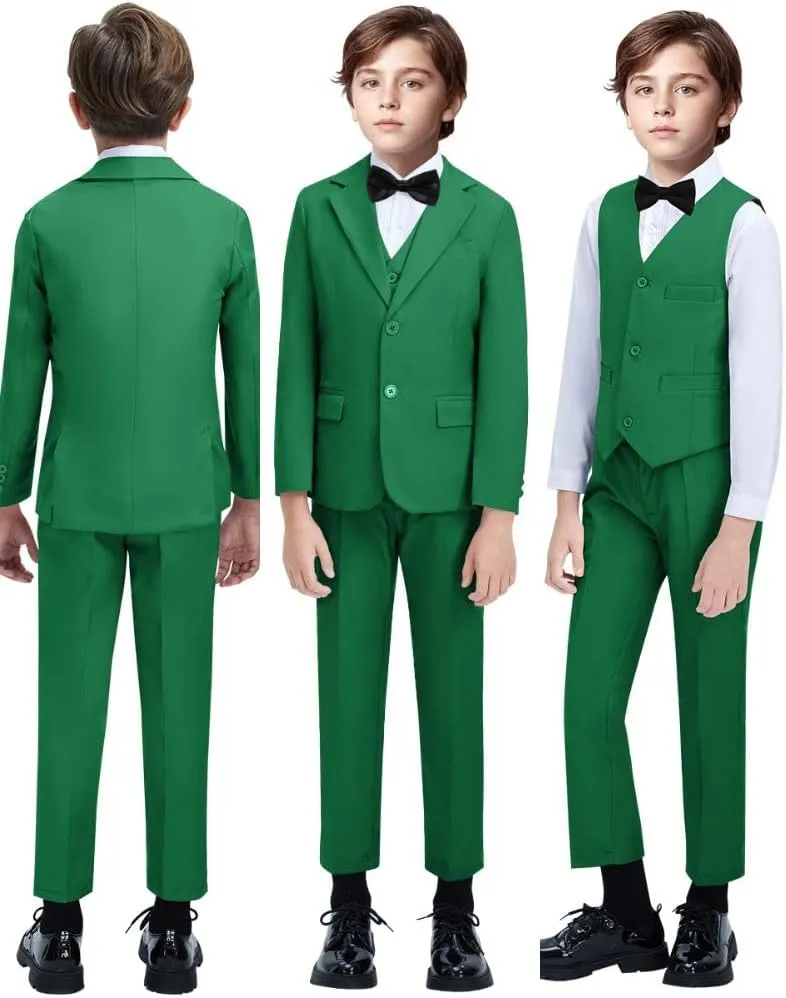 Boys Suit Set Formal Dress Shirt with Bowtie Vest Pants Toddler Boy Tuxedo Suits