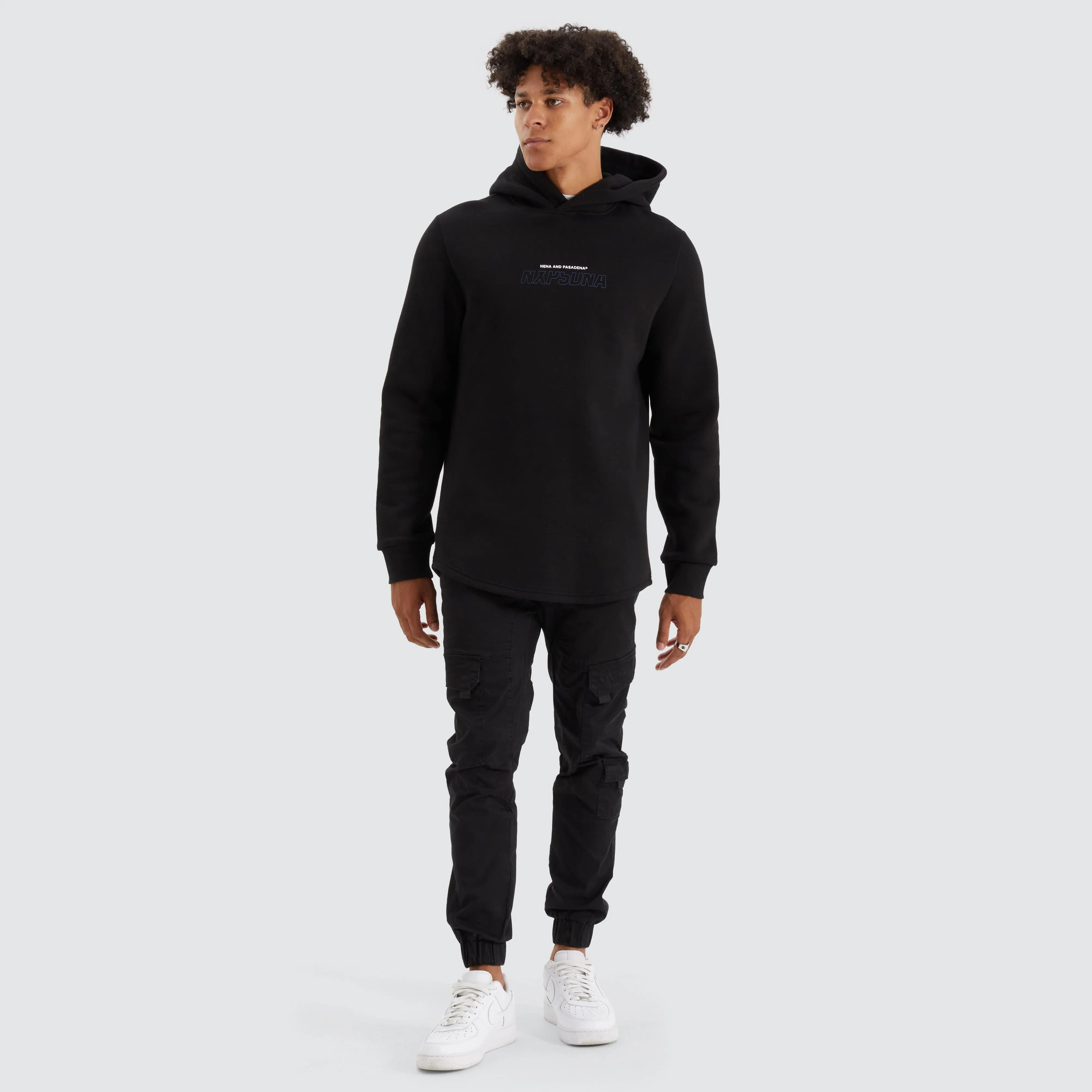Brodder Dual Curved Hoodie Jet Black