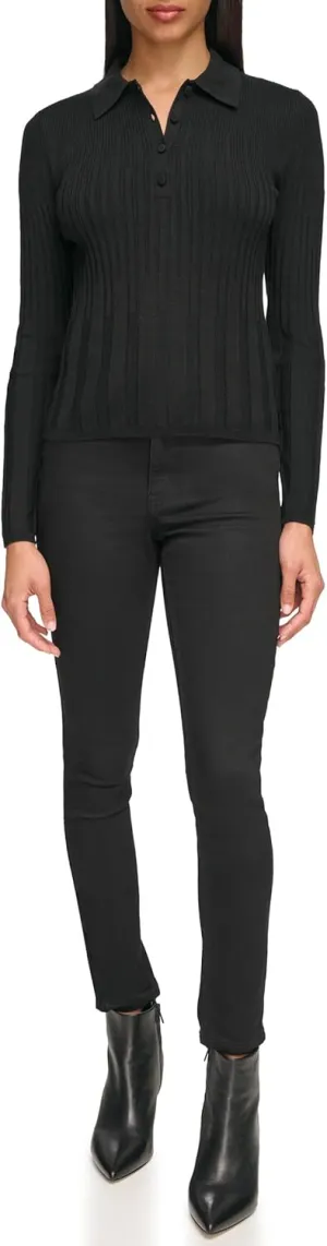 Calvin Klein Women's Polo Long Sleeve Sweater