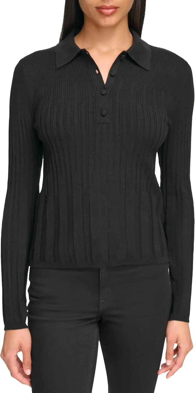 Calvin Klein Women's Polo Long Sleeve Sweater