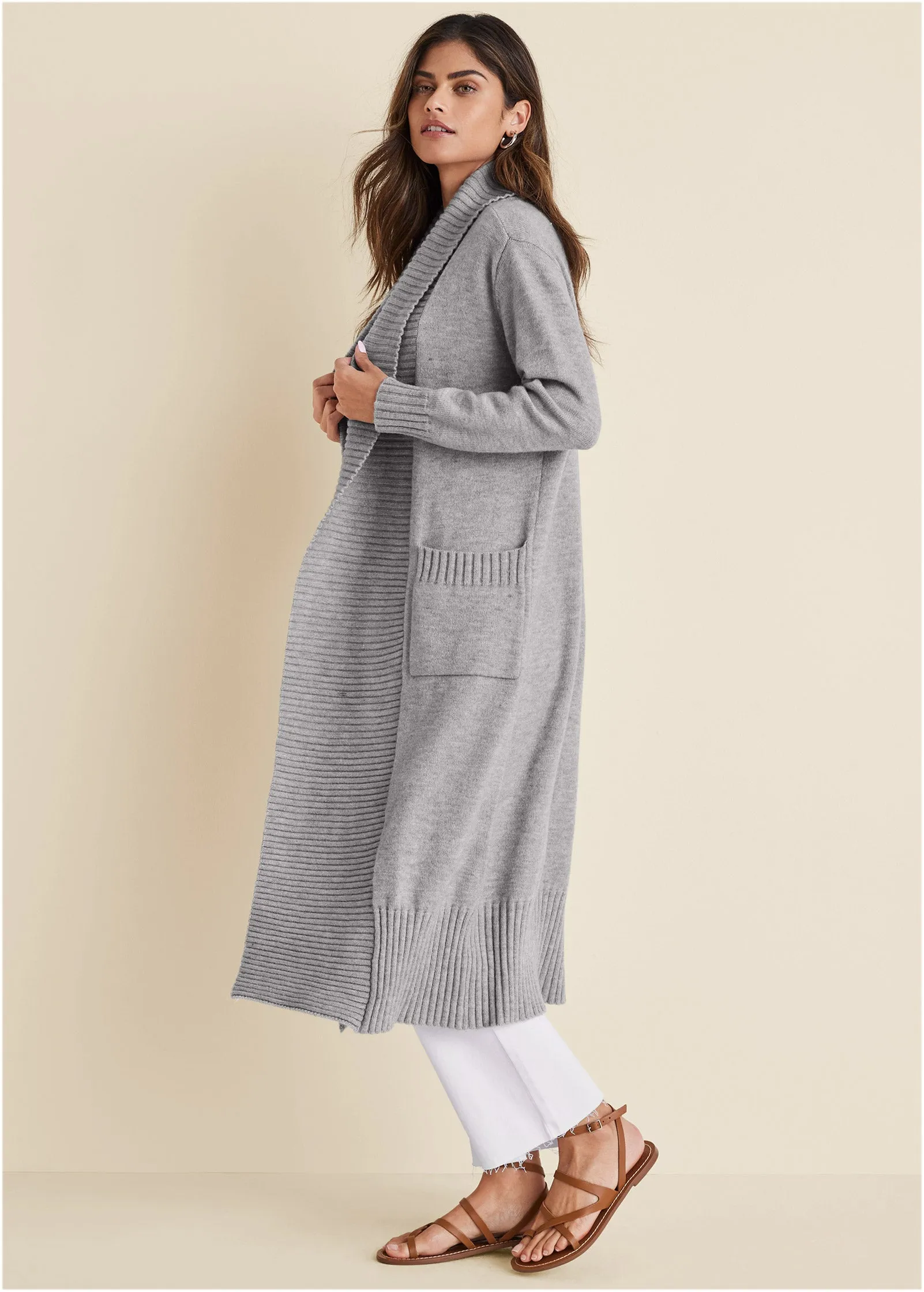 Cardigan Duster - Medium Heather Grey