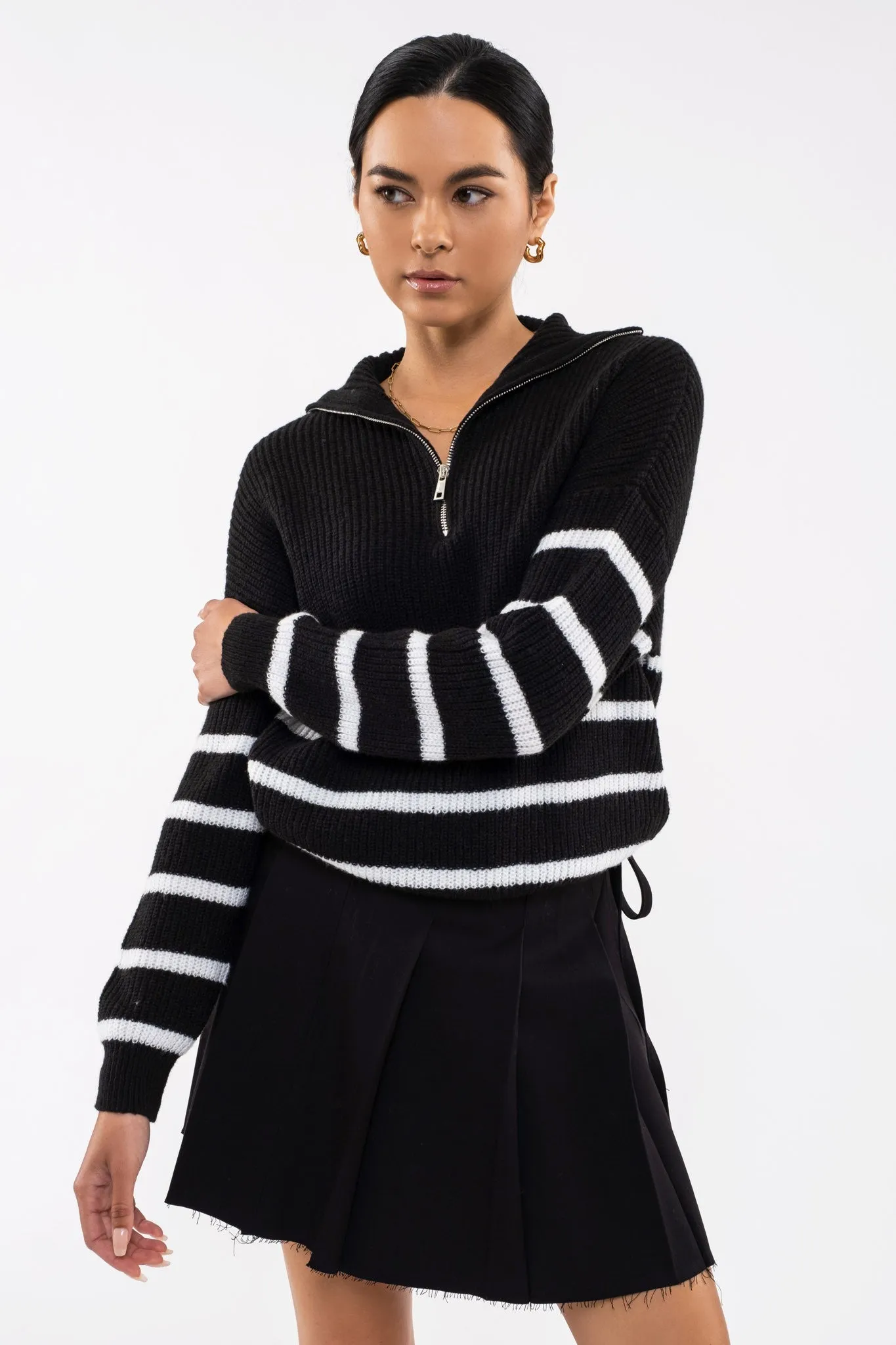 Carmen Striped Half Zip Sweater