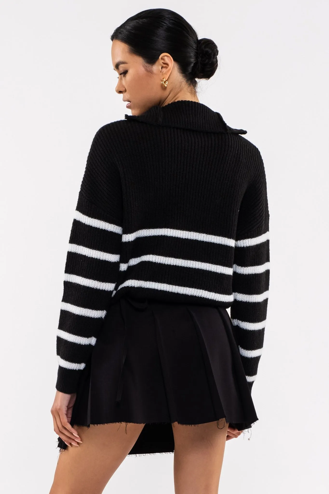 Carmen Striped Half Zip Sweater