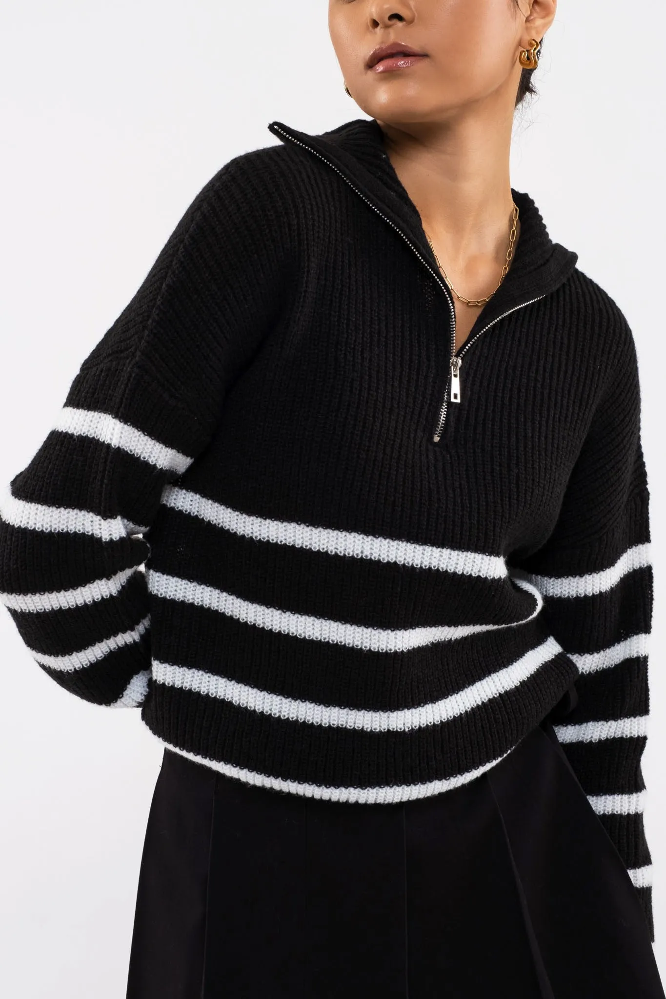 Carmen Striped Half Zip Sweater