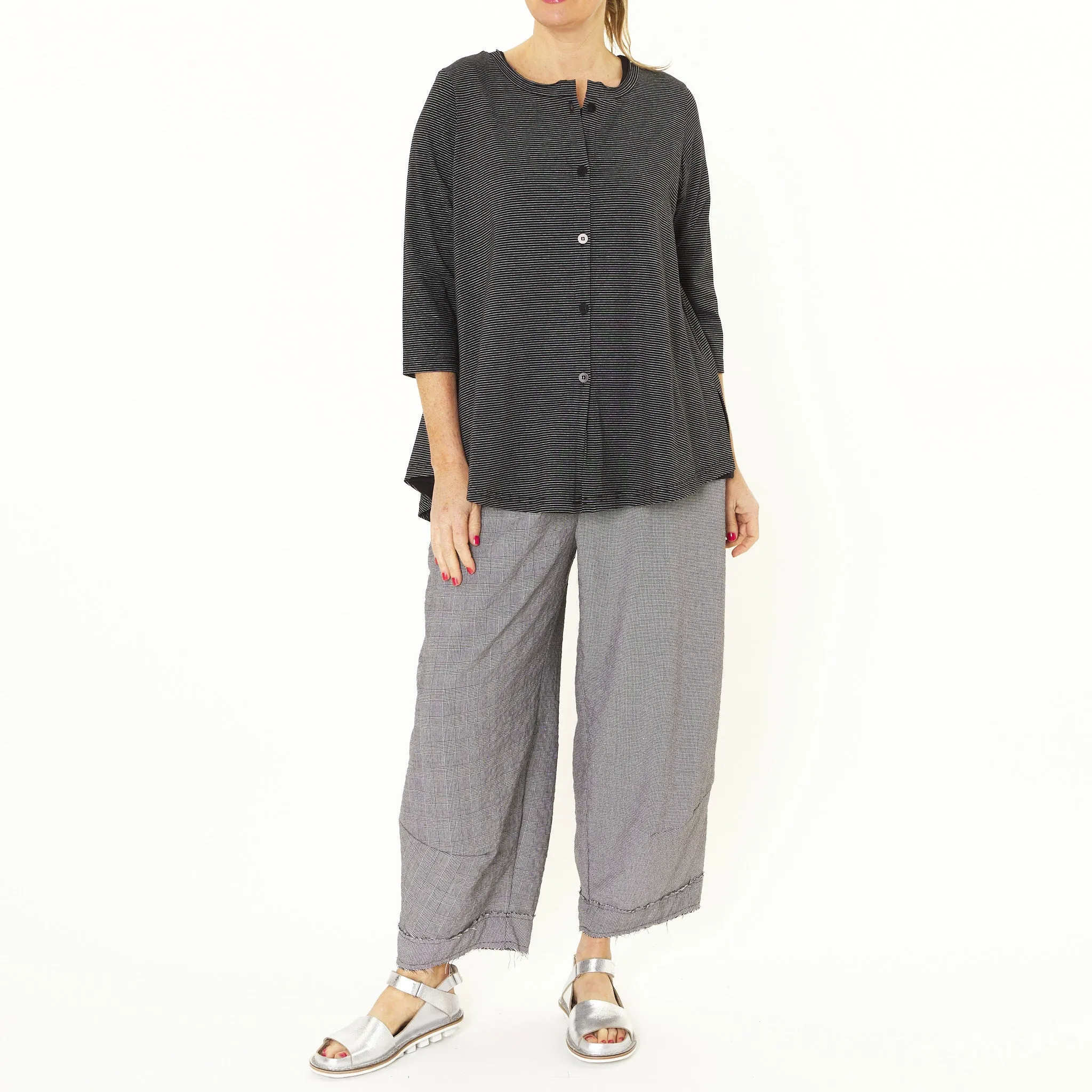 Casey Black Fine Stripe Cardigan