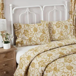 Dorset Gold Floral Ruffled Standard Pillow Case Set of 2 21x26 4 VHC Brands