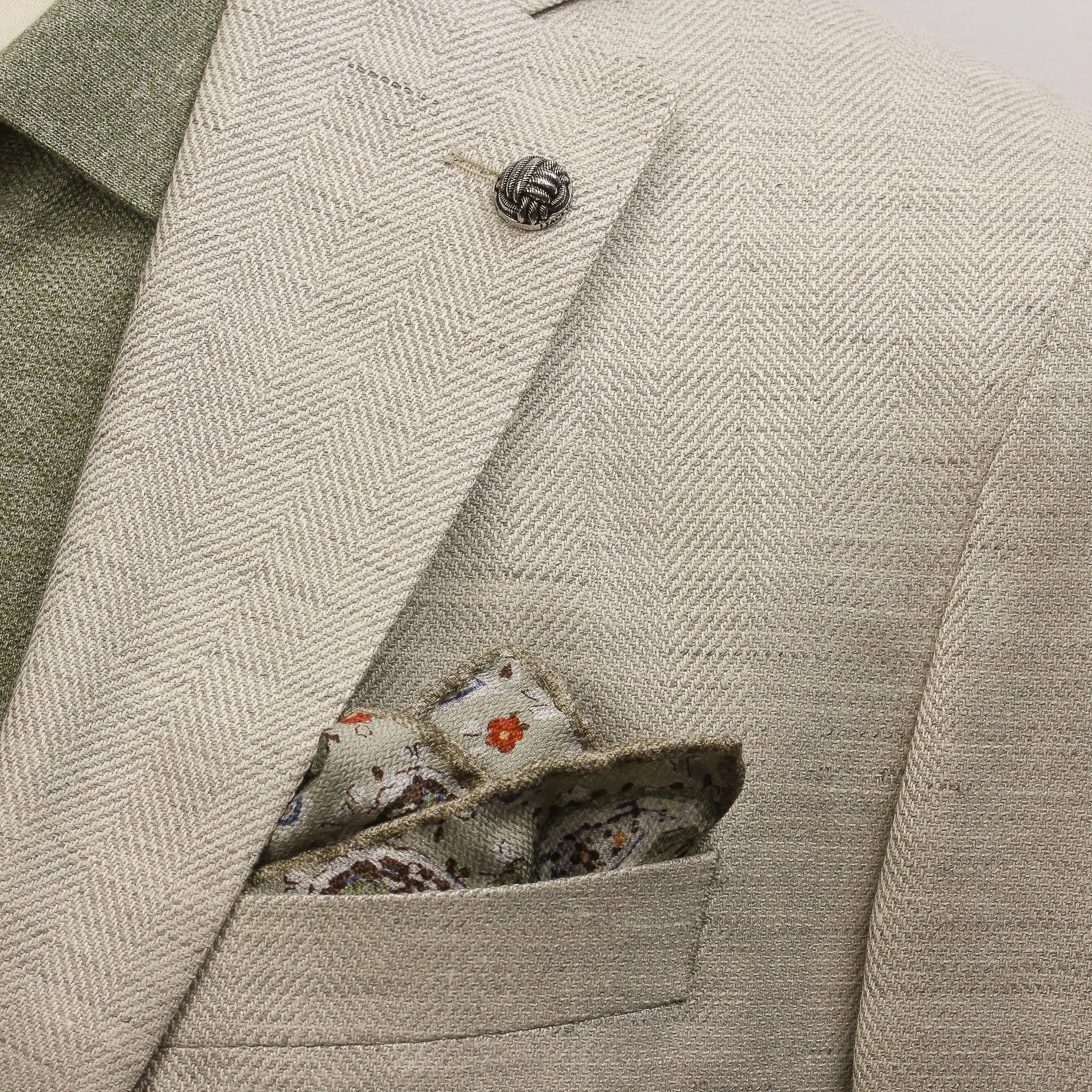 Eggshell Herringbone Loro Piana Wool Silk Linen Hampton Contemporary Fit Comfortwear Blazer - Jack Victor