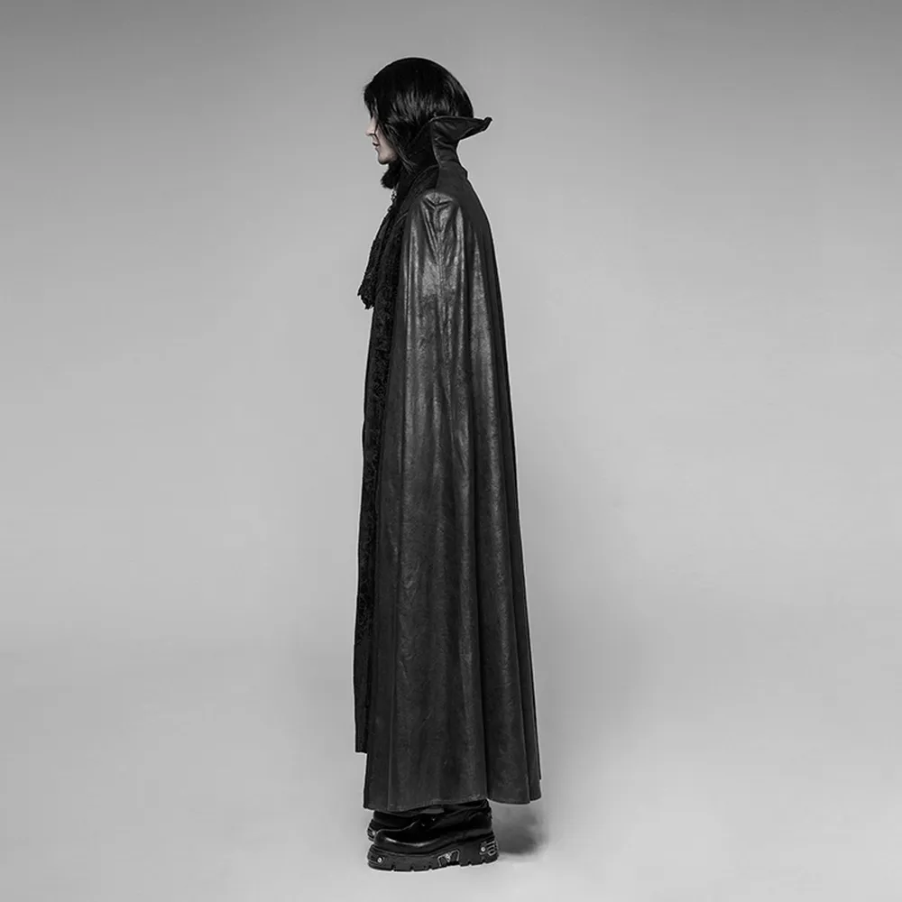 Elegant Gothic Velvet Cloak Coat with Embossed Detail