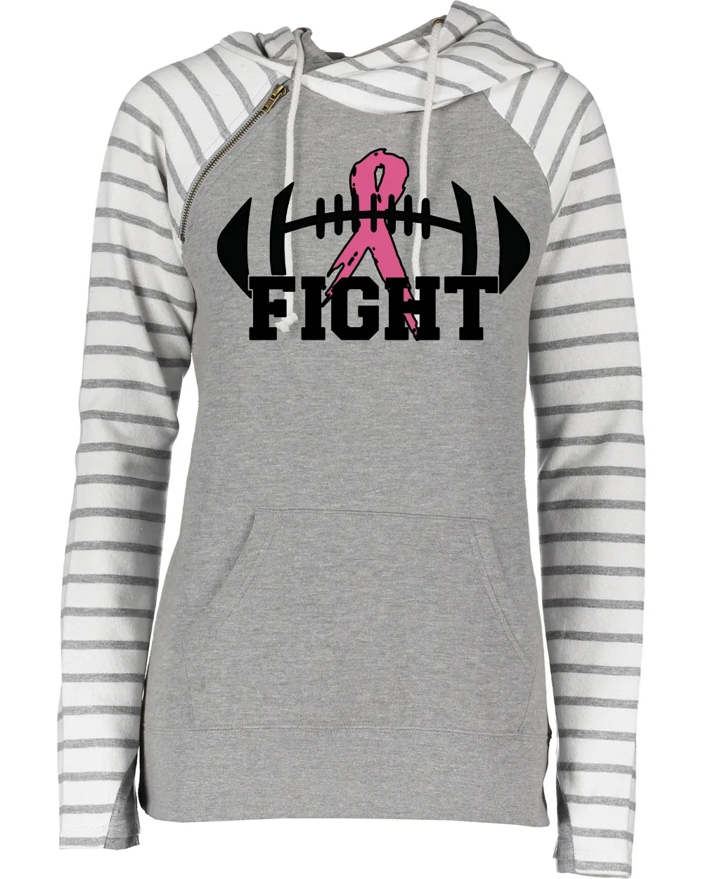 Fight Pink Out Tackle Cancer Football Cowl Double Hood Top