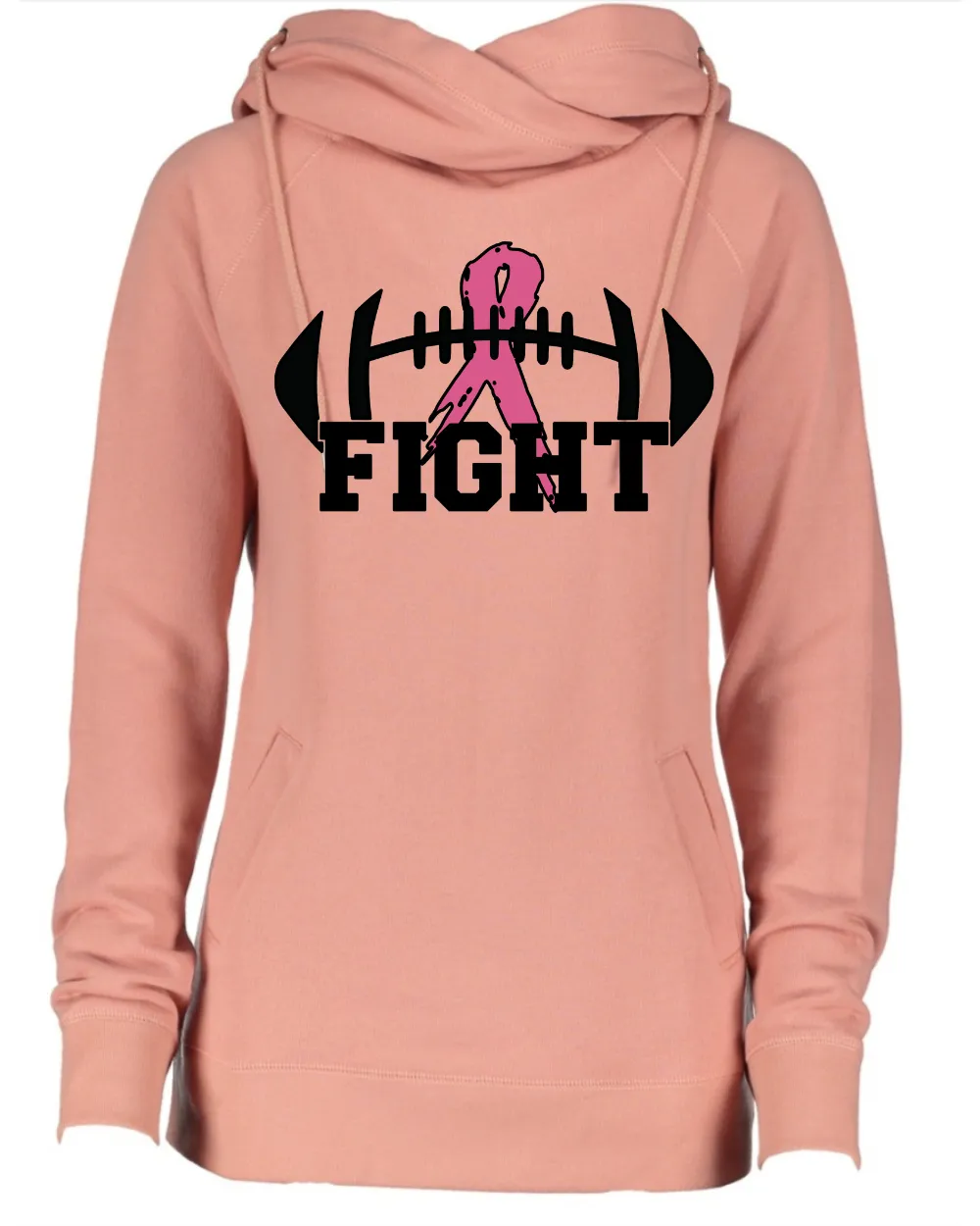 Fight Pink Out Tackle Cancer Football Cowl Double Hood Top