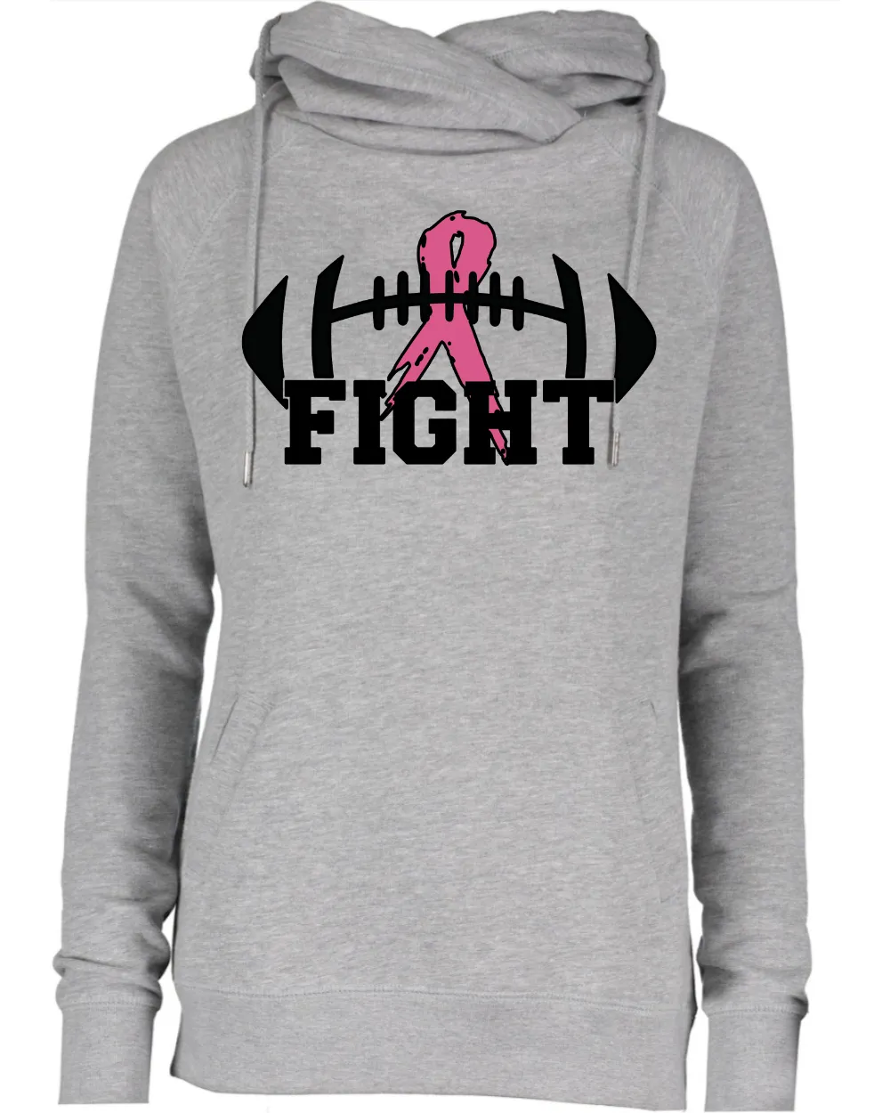 Fight Pink Out Tackle Cancer Football Cowl Double Hood Top