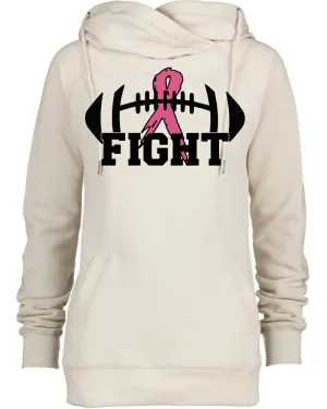 Fight Pink Out Tackle Cancer Football Cowl Double Hood Top