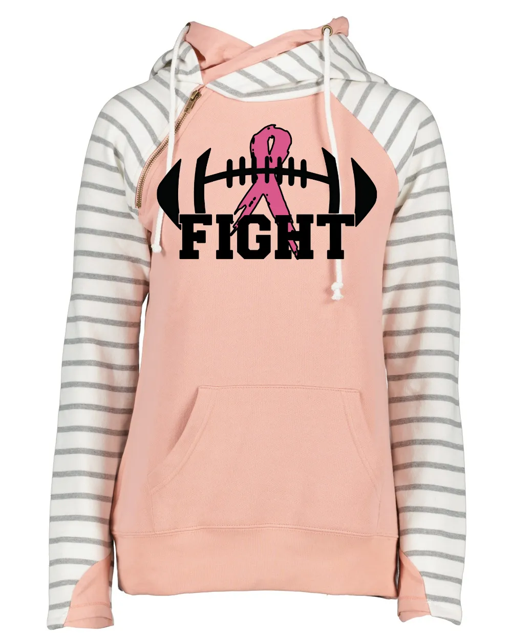 Fight Pink Out Tackle Cancer Football Cowl Double Hood Top