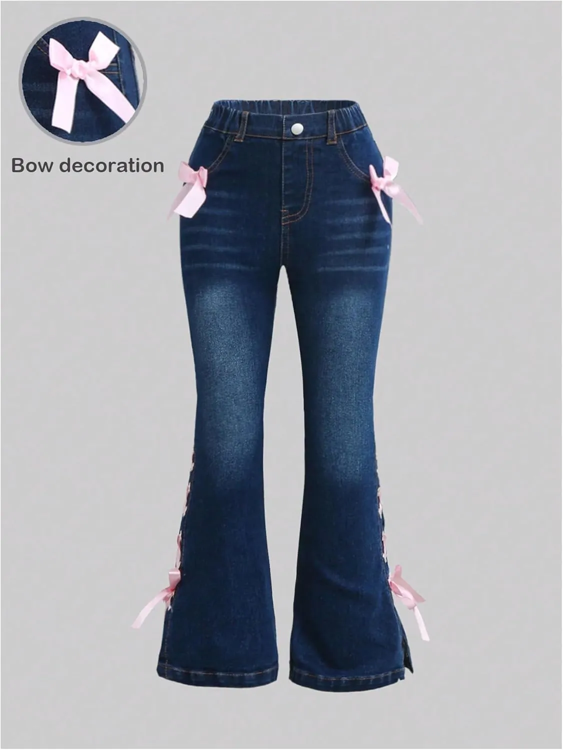 Floerns Girl's Bell Bottom Flare Jeans Cute Lace Up Bow Side Y2k Denim Pants