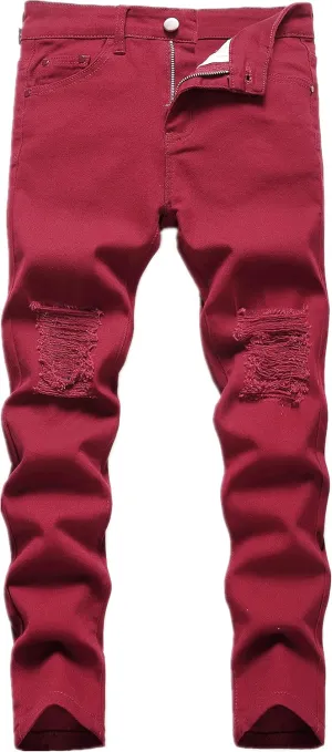 FREDD MARSHALL Boy's Skinny Fit Stretch Ripped Destroyed Distressed Fashion Kids Denim Jeans Pants