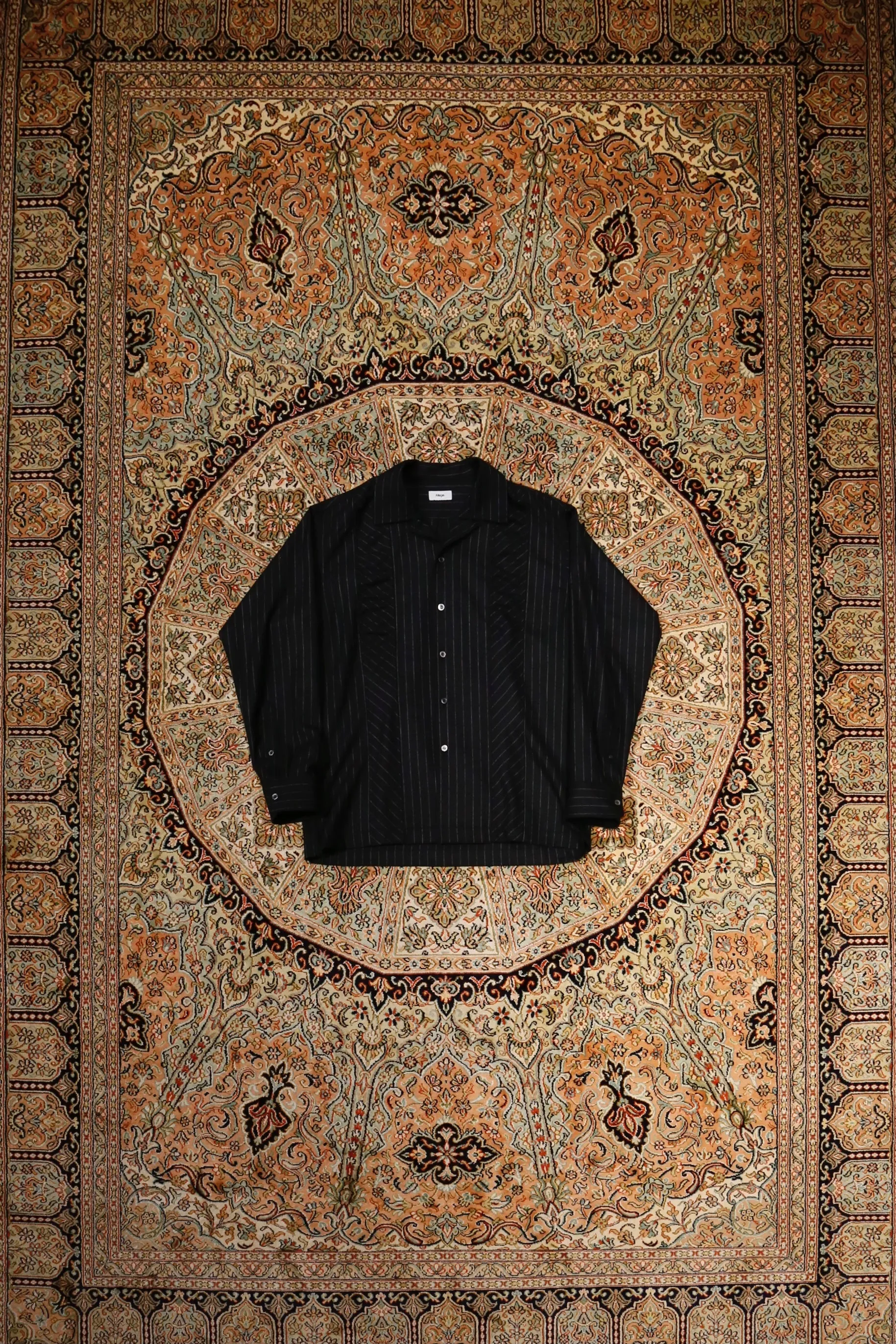 Gather Stripe Open Collar Shirt (STRIPE)