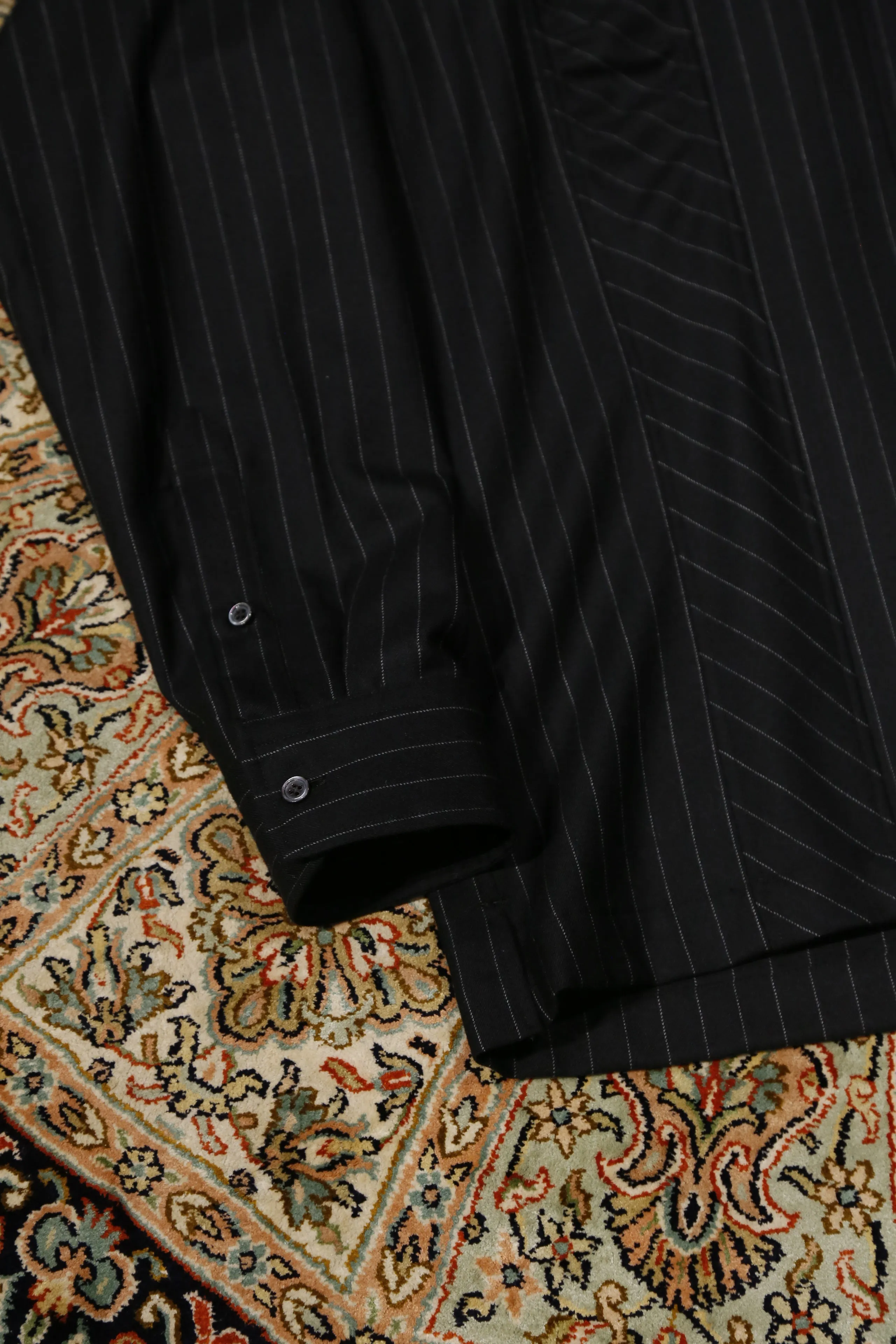 Gather Stripe Open Collar Shirt (STRIPE)