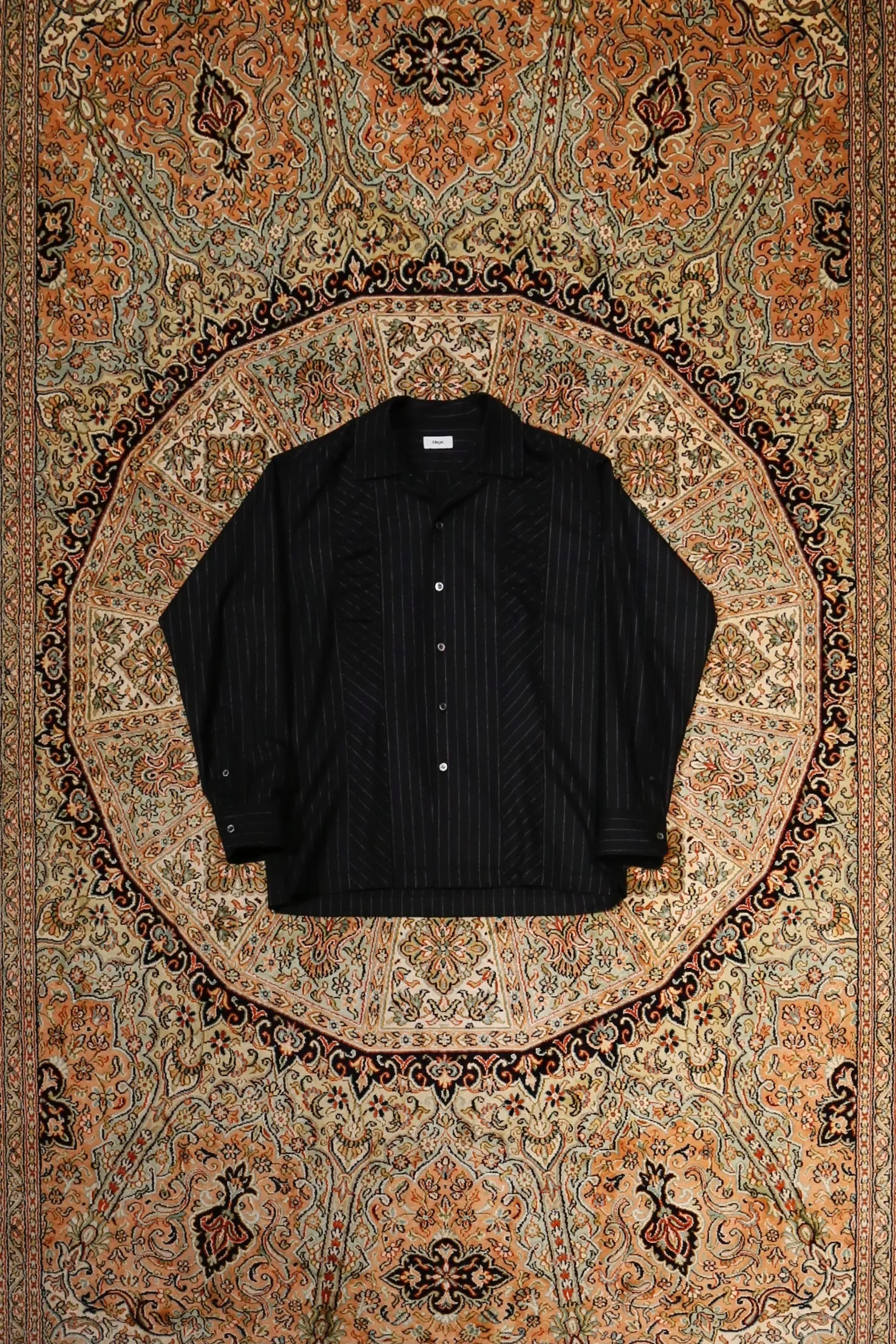 Gather Stripe Open Collar Shirt (STRIPE)