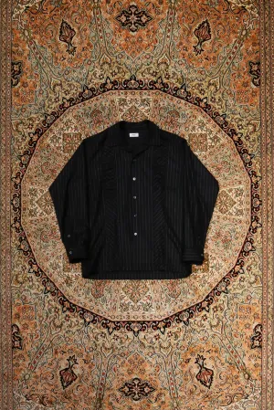 Gather Stripe Open Collar Shirt (STRIPE)