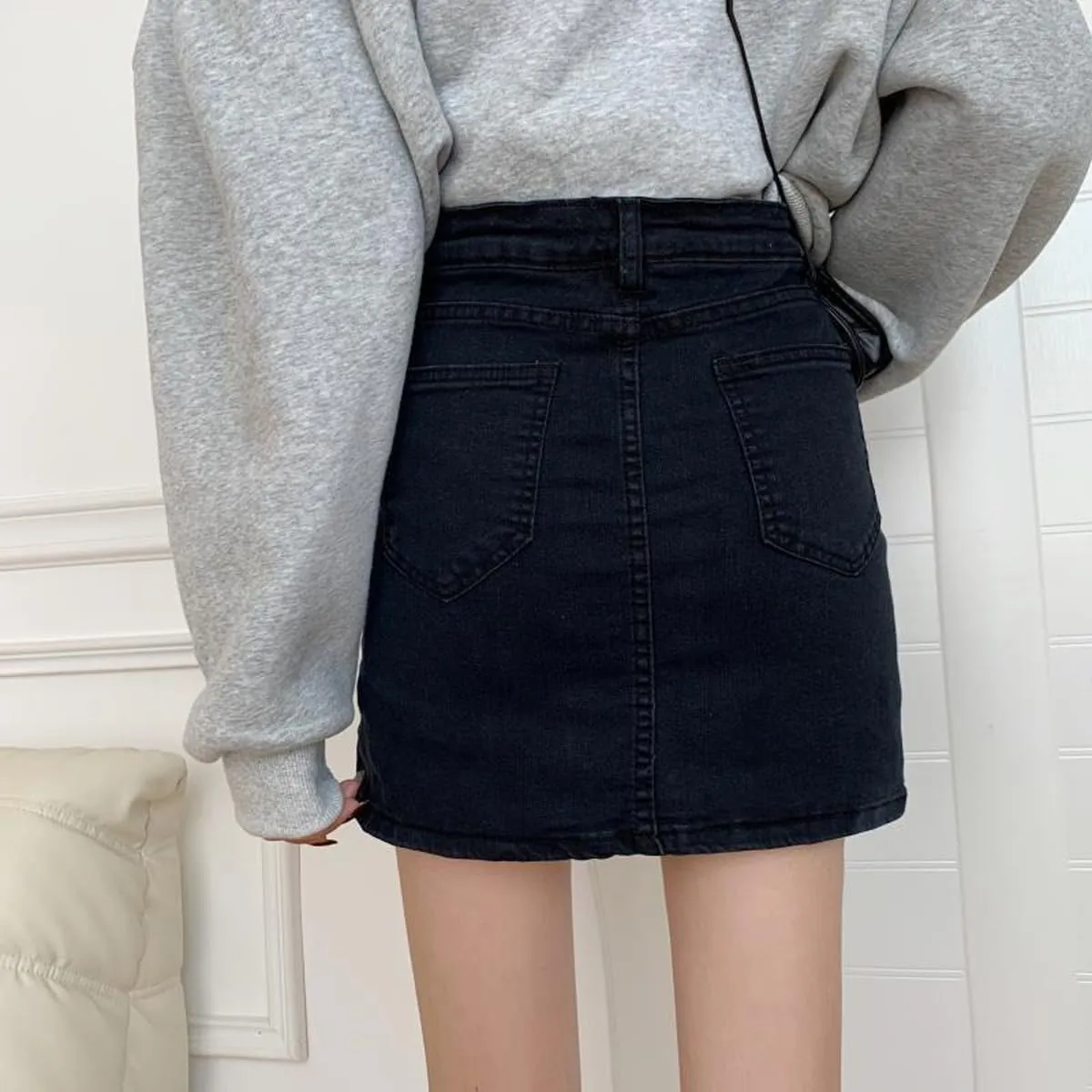 Gothic Denim Short Skirt, Spicy Girl, high Waisted Split Buttocks Skirt Pants, Women's Summer Denim Short Skirt