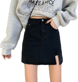 Gothic Denim Short Skirt, Spicy Girl, high Waisted Split Buttocks Skirt Pants, Women's Summer Denim Short Skirt