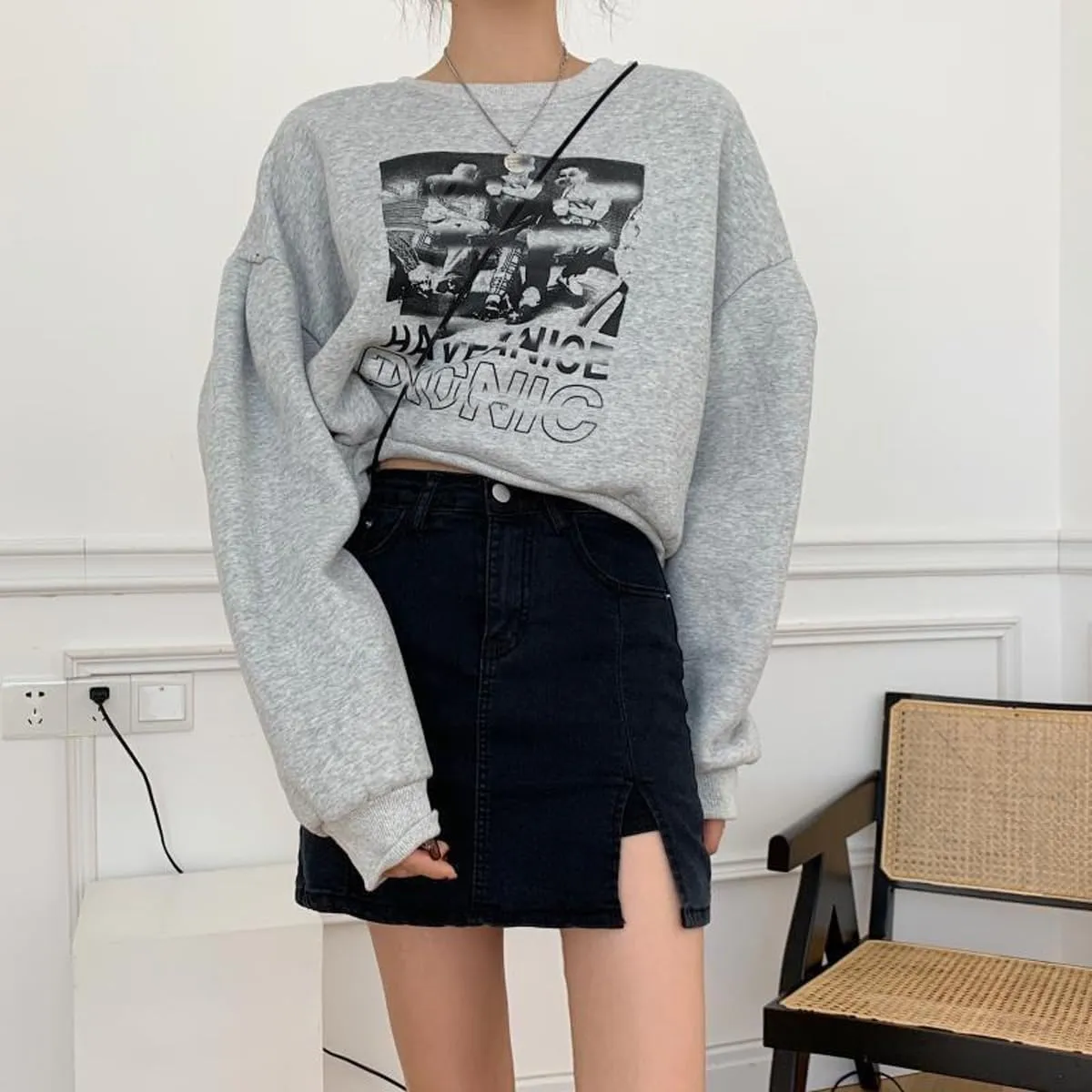 Gothic Denim Short Skirt, Spicy Girl, high Waisted Split Buttocks Skirt Pants, Women's Summer Denim Short Skirt