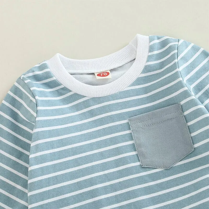 Gray Pants Striped Baby Set