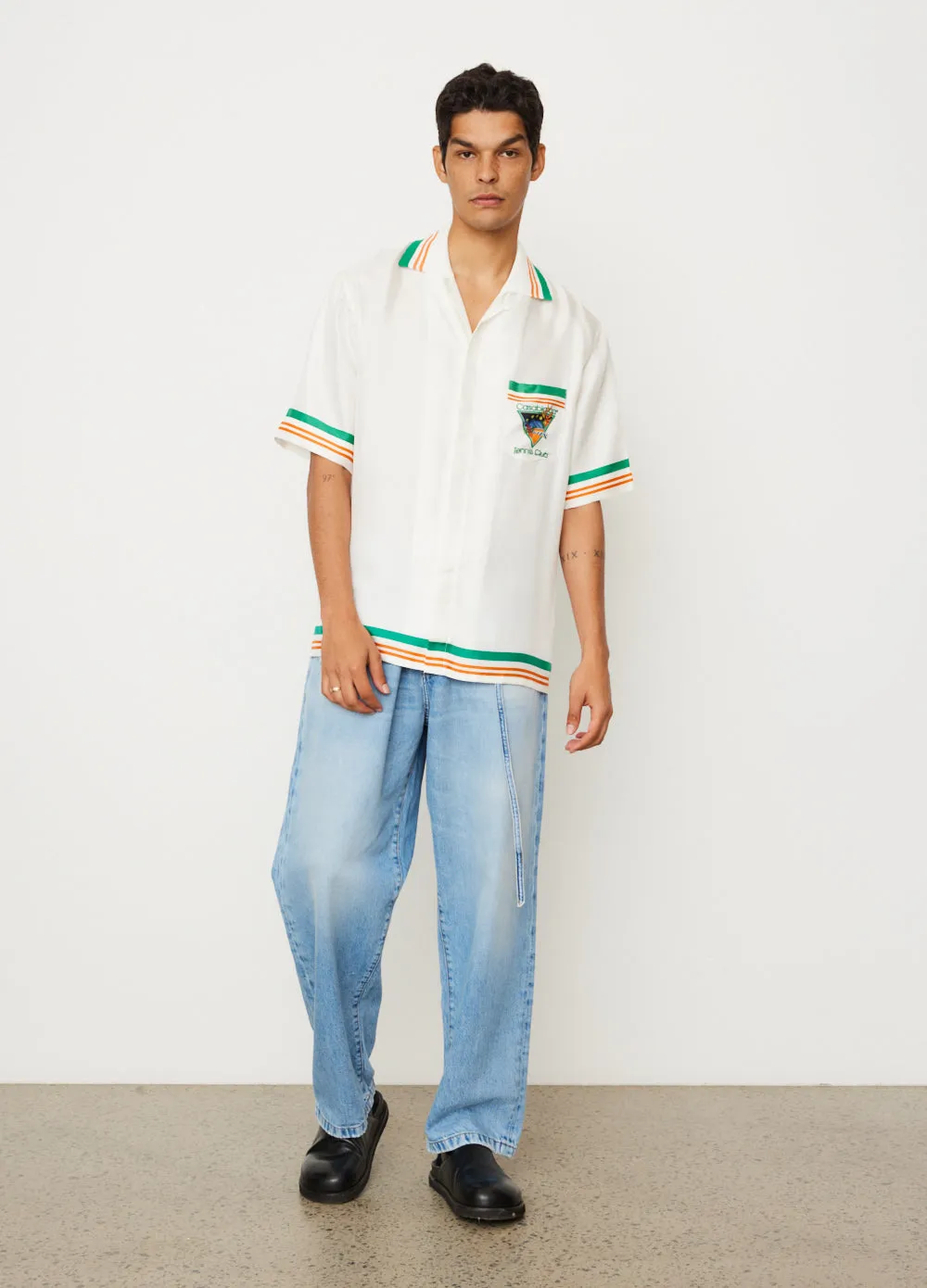 Knitted Collar Short-Sleeve Shirt