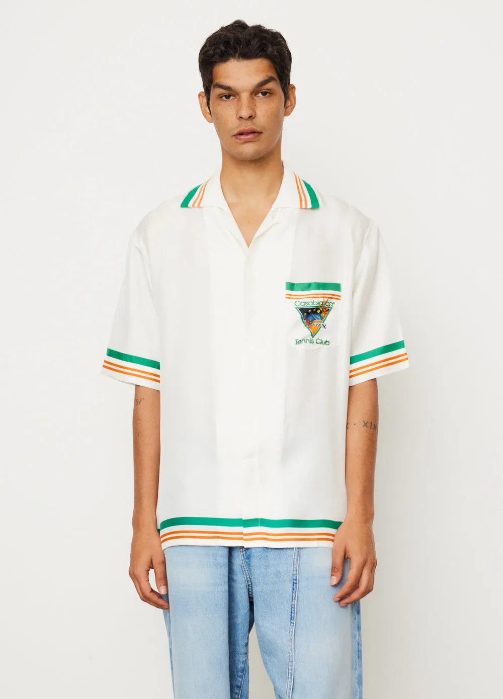 Knitted Collar Short-Sleeve Shirt