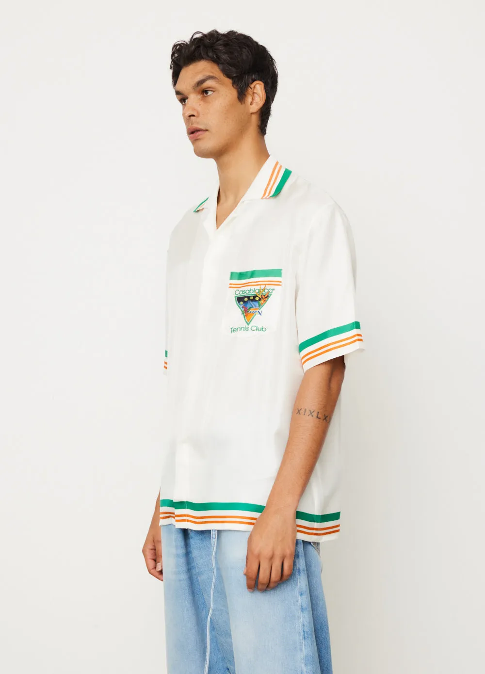 Knitted Collar Short-Sleeve Shirt