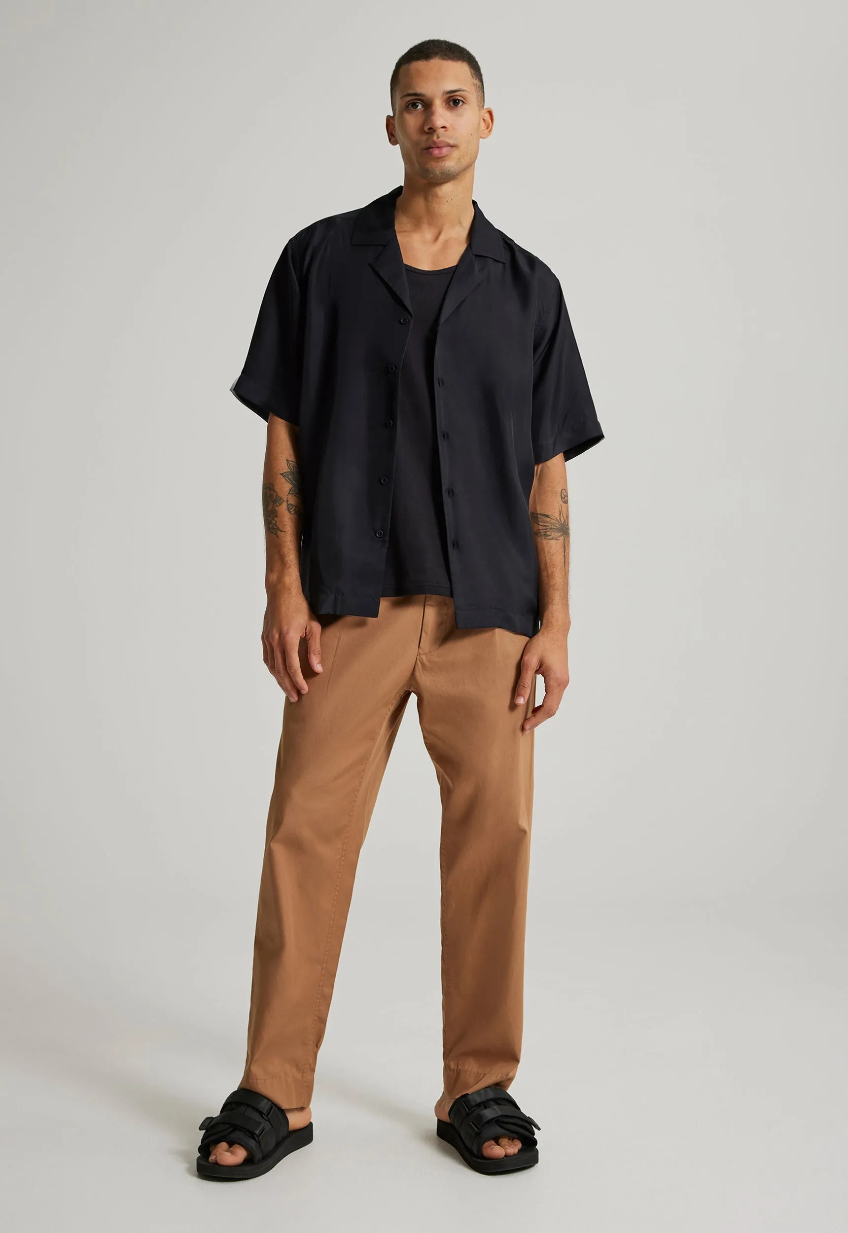 Kobe Silk Shirt - Darkest Navy