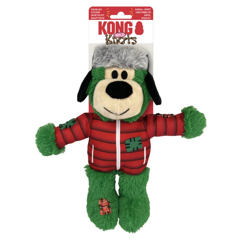 Kong Christmas Holiday Wild Knots Bear Snuggle Plush Dog Toy