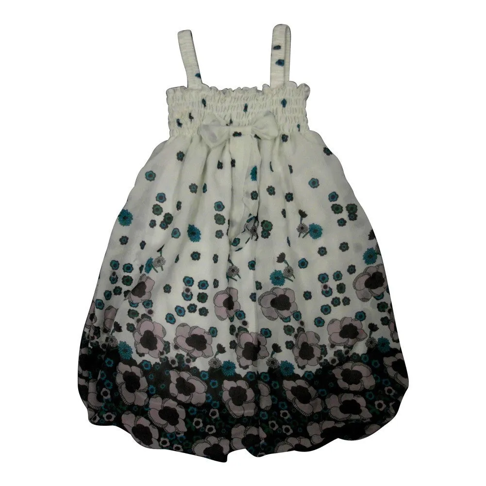 Little Girls Black White Floral Print Chiffon Baby Doll Dress 24M-8