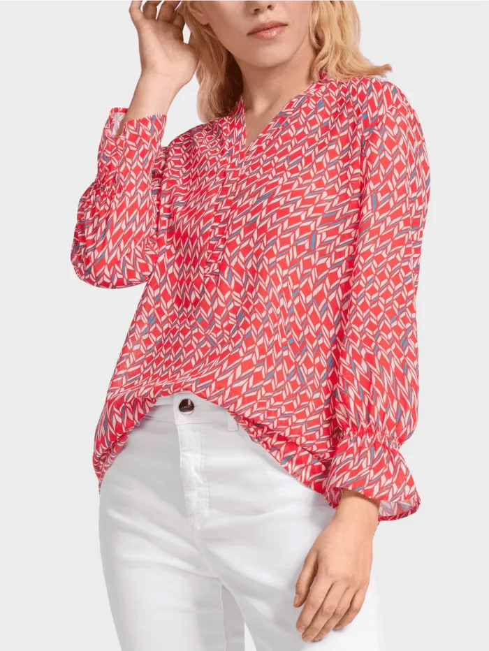 Marc Cain Additions Geometric Printed Blouse UA 51.12 W63 COL 271
