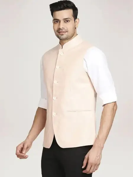 Men Orange Tailored Fit Warp Chambray Cotton Blend Jackets