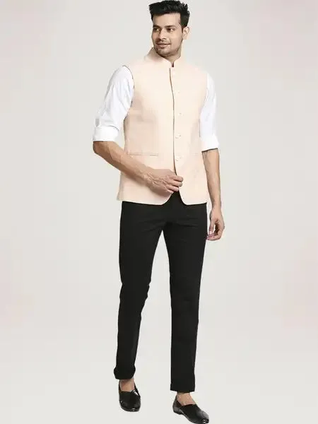 Men Orange Tailored Fit Warp Chambray Cotton Blend Jackets
