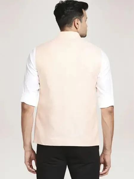 Men Orange Tailored Fit Warp Chambray Cotton Blend Jackets