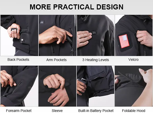 Men's Soft Shell Heated Jacket With 12V Battery Pack - Grey