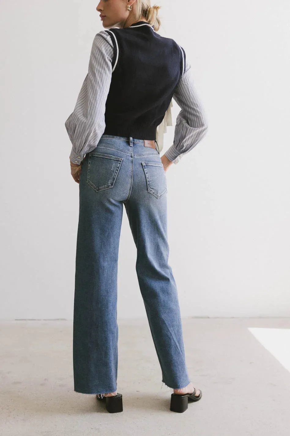 Montie Striped Sweater Top in Navy