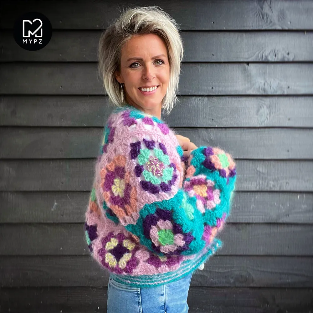 MYPZ Chunky Mohair Granny square cardigan Hailey