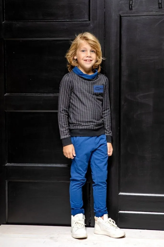 Navy Track Pants with Hem