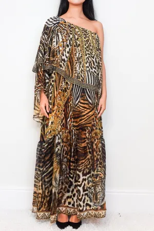 New animal print one shoulder tiered dress RRP £500