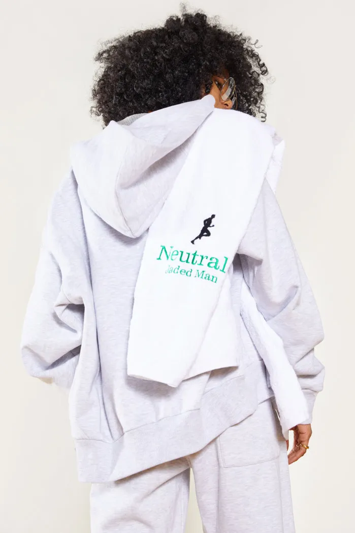 NTRLS Grey Marl Oversized Zip Through Hoodie